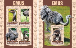 SOLOMON ISLAND 2016 ** Emus M/S+S/S - OFFICIAL ISSUE - A1621 - Avestruces