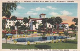 Florida Daytona The Riviera Showing Swimming Pool Sand Beach & Tropical Gardens Curteich - Daytona