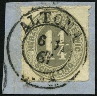 SCHLESWIG-HOLSTEIN 18c BrfStk, 1867, 11/4 S. Mittelgrau, Zentrischer K2 ALTONA, Kabinettbriefstück - Schleswig-Holstein