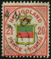 HELGOLAND 18f O, 1887, 20 Pf. Rotorange/gelb/graugrün, Rundstempel, Feinst, Gepr. C. Brettl, Mi. 80.- - Heligoland