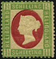 HELGOLAND 10 **, 1873, 11/2 S. Hellgrün/karmin, Postfrisch, üblich Gezähnt Pracht, Mi. 130.- - Heligoland