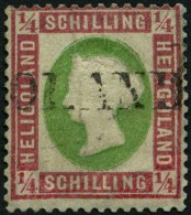 HELGOLAND 8b O, 1873, 1/4 S. Lilarosa/graugrün, L1, Stark Repariert, Gepr. Lemberger, Mi. 3000.- - Heligoland