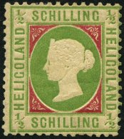 HELGOLAND 6hII *, 1873, 1/2 S. Lebhaftbläulichgrün/karmin Mit Plattenfehler Bruch Der Unteren Einfassungslinie - Heligoland
