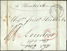 HAMBURG - GRENZÜBERGANGSSTEMPEL 1844, T 2 FEB, In Rot Auf Brief Von Magdeburg (K2) Nach London, Handschriftlich Ham - Prefilatelia