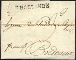 HAMBURG - GRENZÜBERGANGSSTEMPEL 1797, D` HOLLANDE, L1 Auf Brief Von Hamburg Nach Bordeaux, Registraturbug, Pracht - Prefilatelia