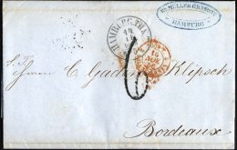 HAMBURG - THURN UND TAXISCHES O.P.A. 1856, HAMBURG TH & T., K1 Auf Brief Nach Bordeaux, L1 6, Rückseitig Durchg - Prefilatelia