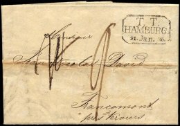 HAMBURG - THURN UND TAXISCHES O.P.A. 1835, T.T. HAMBURG, R3 Auf Brief Von Altona Nach Francomont, Registraturbug, Feinst - Prefilatelia