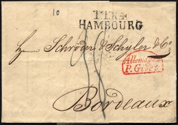 HAMBURG - THURN UND TAXISCHES O.P.A. 1834, TT.R.4. HAMBOURG, L2 Auf Brief Nach Bordeaux, Roter Segmentstempel ALLEMAGNE - Prefilatelia