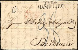 HAMBURG - THURN UND TAXISCHES O.P.A. 1829, TT.R.4 HAMBOURG, L2 Auf Brief Nach Bordeaux, Roter Französicher Stempel - Prefilatelia