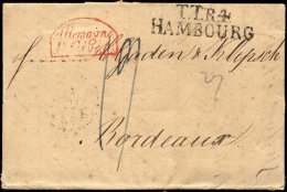 HAMBURG - THURN UND TAXISCHES O.P.A. 1827, TT.R.4 HAMBOURG, L2 Auf Brief Nach Bordeaux, Roter Segmentstempel ALLEMAGNE/P - Prefilatelia