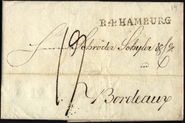 HAMBURG 1814, R.4. HAMBURG, L1 Auf Brief Nach Bordeaux, Interessanter Inhalt, Registraturbug, Pracht - Altri & Non Classificati