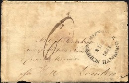HAMBURG VORPHILA 1841, SCHIFFS BRIEF-POST HAMBURG, Auf Brief For Hull Nach London, Rückseitiger L2 HULL/SHIP LETTER - Altri & Non Classificati