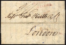 HAMBURG VORPHILA 1821, HAMBURG., L1 Mit Datum In Rot, Nicht Ganz Vollständig Auf Brief Nach London, Feinst - Altri & Non Classificati