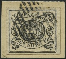BRAUNSCHWEIG 5 BrfStk, 1853, 1/3 Sgr. Schwarz, Nummernstempel 8 Prachtbriefstück, Mi. 450.- - Brunswick