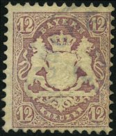 BAYERN 26X O, 1870, 12 Kr. Dunkelbraunpurpur, Wz. Enge Rauten, Repariert Wie Pracht, Gepr. Pfenninger, Mi. (1400.-) - Other & Unclassified