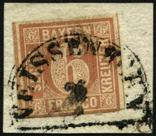 BAYERN 4I BrfStk, 1849, 6 Kr. Dunkelbraunorange, Type I, Segmentstempel WEISSENHORN, Unten Berührt Sonst Prachtbrie - Altri & Non Classificati