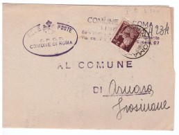 STORIA POSTALE - ITALIA - ANNO 1946 - COMUNE DI ROMA - AL COMUNE DI ARNARA - OGGETTO: RITIRO DI CARTA ANNONARIA - - Military Mail (PM)