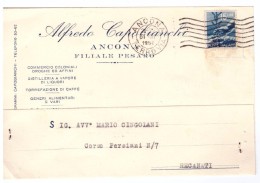 STORIA POSTALE - ITALIA - ANNO 1950 - ALFREDO CAPOBIANCHI- ANCONA - COMMERCIO COLONIALI - DROGHE ED AFFINI, DISTILLERIA - Military Mail (PM)