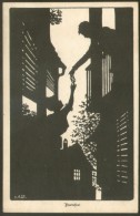 SILHOUETTE "PORTOFREI" LOVERS LETTER OLD VINTAGE POSTCARD - Primus # 1153 - Silhouettes