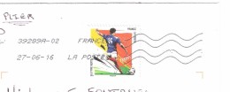 France Lettre Avec Timbre FOOTBALL , Geste Technique :la FRAPPE; 27.06 . 2016, TB - Cartas & Documentos