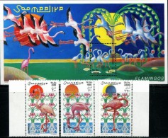 BB1525 Somalia 1998 Flamingos 3v+M/S MNH - Flamingo's