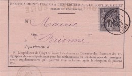 France N°89 Sur Lettre - 1876-1898 Sage (Type II)