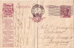 ITALIE - ENTIER POSTAL AVEC REPIQUAGE PUB - GENOVA - 6-12-1921 - PLIURE CENTRALE. - Ganzsachen