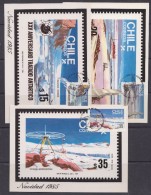 Chile 1985 Antarctic Treaty 3v 3 Maxicards (30740) - Trattato Antartico