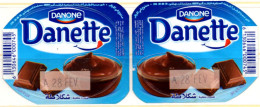 Opercule Cover Crème Dessert " Danone " Danette 1 Pair Old Design Chocolat Custard - Milchdeckel - Kaffeerahmdeckel