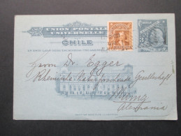 Chile 1908 Ganzsache / Stationary Mit Zusatzfrankatur Nach Deutschland. - Chile