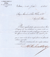 1885 . PORTUGAL - LETTRE COMMERCIALE / CARTA COMERCIAL, A SOLICITAR PAGAMENTO - M. PINHEIRO RIBEIRO, RUA AUGUSTA, LISBOA - Portugal