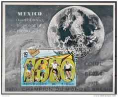 227F Tchad 1970 Calcio Soccer Coppa Del Mondo Mexico Intelsat 3 Sheet Perf. Chad - 1970 – Mexico