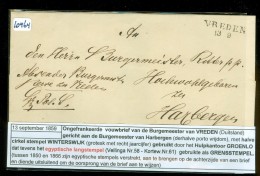 BRIEFOMSLAG Uit 1859 Van LANGSTEMPEL VREDEN En GROENLO Naar BURGEMEESTER Van HARBERGEN PORTVRIJDOM WINTERSWIJK (10.464) - Covers & Documents