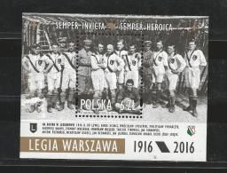 Poland 2016 - Cent. Of Legia Warszawa Club Souvenir Sheet Mnh - Unused Stamps