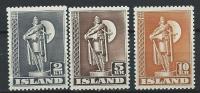 Islande 1939 N° 186a/188a Neufs ** MNH. Dentelés 11 1/2  Statue De Karlsefni Cote 137,50 Euros - Nuovi