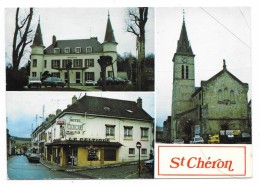 Cpsm: 91 SAINT CHERON (ar. Etampes) Mairie, Eglise, Café Tabac "Le Celtique" (Multivues) 1987  N° 268 - Saint Cheron