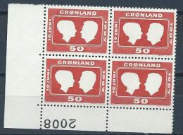 Groënland 1967 N°59 Neuf En Bloc De 4 Avec Marque, Mariage Princier - Neufs