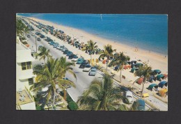 FORT LAUDERDALE - FLORIDA - BEAUTIFUL PALM SHADED NICE BEACH - NICE CARS - PHOTO H.W. HANNAU - Fort Lauderdale