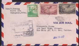 O) 1939 CUBA-CARIBE, TOBACCO- AIRPLANE, TREE - ROYSTONEA REGIA, NATIVE PALM CARIBBEAN, COVER REGISTERED TO USA, XF - Poste Aérienne