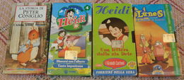 4 VHS CARTONI ANIMATI - HEIDI DISCORSI CON L'ALBERO- HEIDI UNA LETTERA DELLA ZIA DETE -I LUNES -STORIA DI PETER CONIGLIO - Cartoons