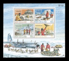 E)1984 NEW ZEALAND, ANTARCTIC RESEARCH, GEOLOGY, BIOLOGY, GLACIOLOGY, METEOROLOGY,  SOUVENIR SHEET OF 4, MNH - Unused Stamps