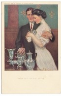 Clarence Underwood Artist Signed, 'Their Love Of Old Silver' Romance Couple, C1910s Vintage Postcard - Underwood, Clarence F.