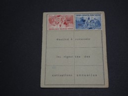 FRANCE - Document De Cotisation Avec Vignettes De La Fédération Philatélique 1947 Et 48 - A Voir - L 522 - Briefe U. Dokumente