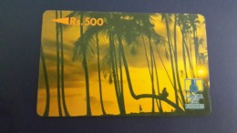 Sri Lanka-(2srld)-palmtrees At Sunset Rev Letter C-(rs.500)-used Card+1card Prepiad Free - Sri Lanka (Ceilán)