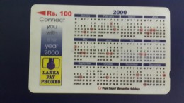 Sri Lanka-(44srlb)-calender 2000-(rs.100)-used Card+1card Prepiad Free - Sri Lanka (Ceilán)