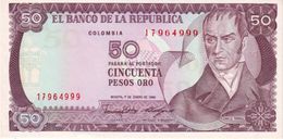 Colombia (BDLR) 50 Pesos 1986 UNC Cat No. P-425b / CO425b - Colombia