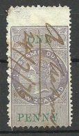NEW ZEALAND O 1876 Stamp Duty 1 Penny Stempelmarke Queen Victoria O - Dienstzegels