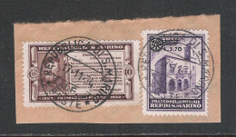 SAN MARINO-1934: 2 Valori Usati Su Frammento (catalogo N. 168-185) Con Annullo Datato 17/11/1934- In Buone Condizioni. - Brieven En Documenten