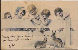 CPA Carte Ancienne Lapin Bunny Rabbit Fantaisie Circulé  Paques VIENNE MM - Otros & Sin Clasificación