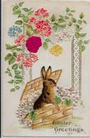 CPA Carte Ancienne Lapin Bunny Rabbit Fantaisie Circulé Gaufré - Otros & Sin Clasificación
